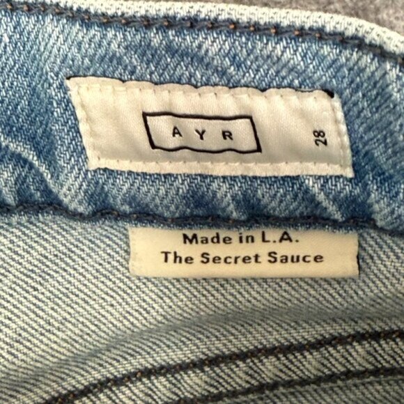 AYR Womens Secret Sauce Wide Leg Jeans Comfort Stretch Sz 28 Light Distressed - Picture 6 of 14